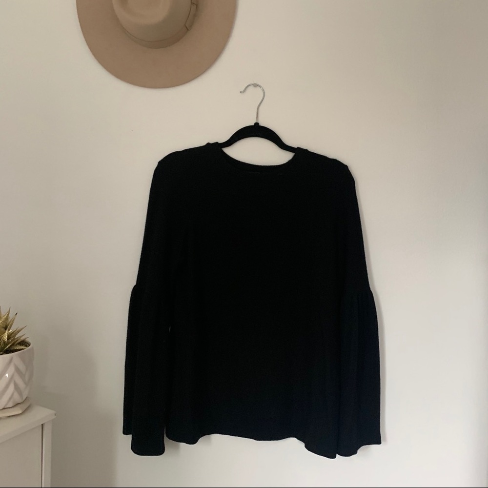 Bell sleeved black sweater top - Picture 3 of 4